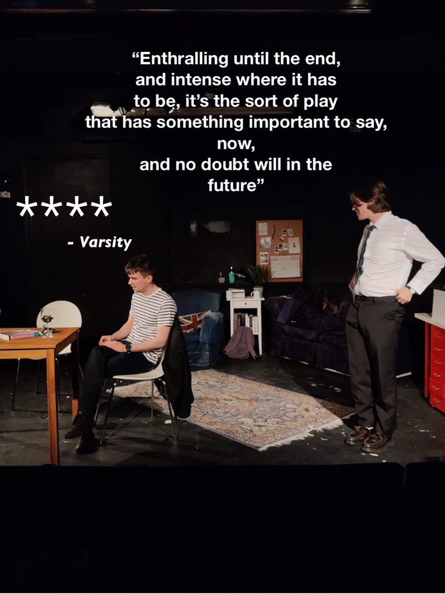 Thank you to <a href="/VarsityUK/">Varsity</a> for your lovely review! Still tickets left for tonight, tomorrow and Saturday - why not kick off the long weekend with dinner <a href="/WhiteBearTheatr/">White Bear Theatre</a> (10% off when you buy a ticket) and some new theatre?