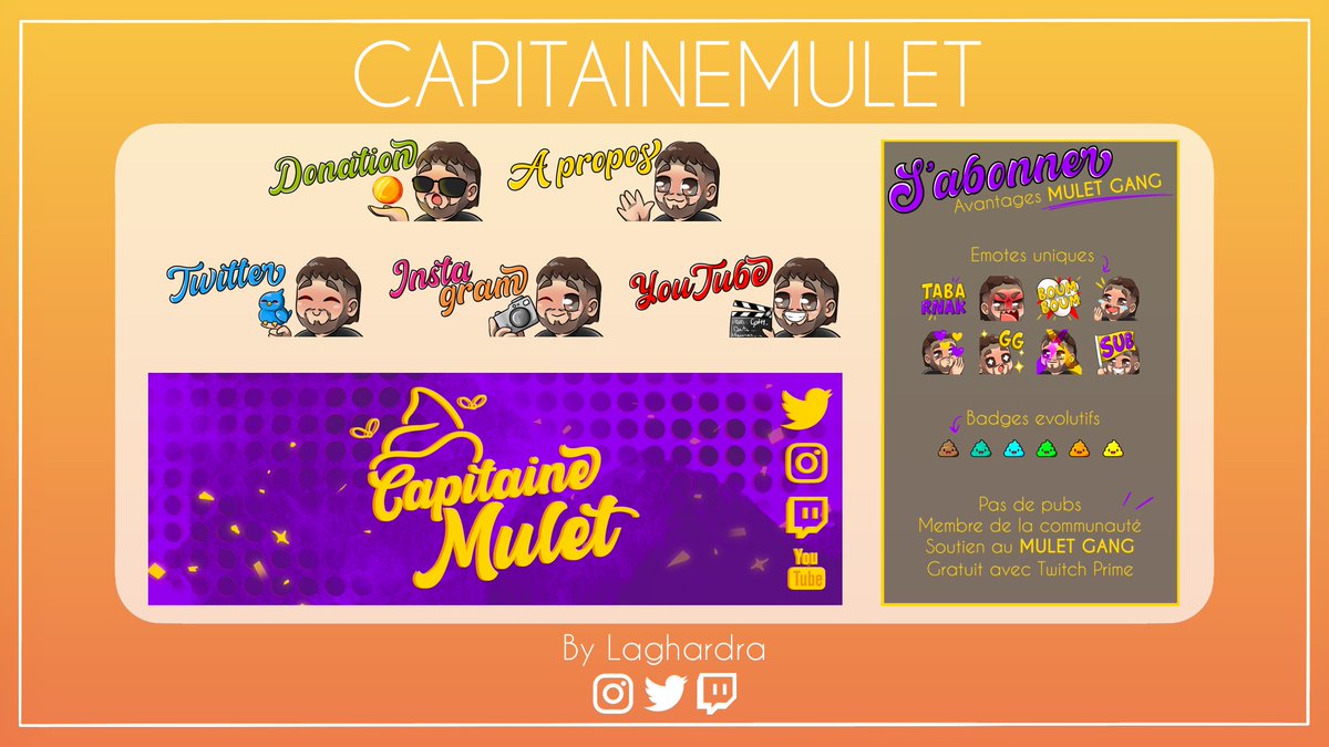 Laghardra's tweet photo. Nouveaux panels et bannière des réseaux pour @CapitaineMulet ✨
Toujours un plaisir de bosser avec toi ! Merci pour ta confiance !
#Twitch #TwitchStreamer #FCMulet #EmoteArtist https://t.co/lQ5gkkpygO