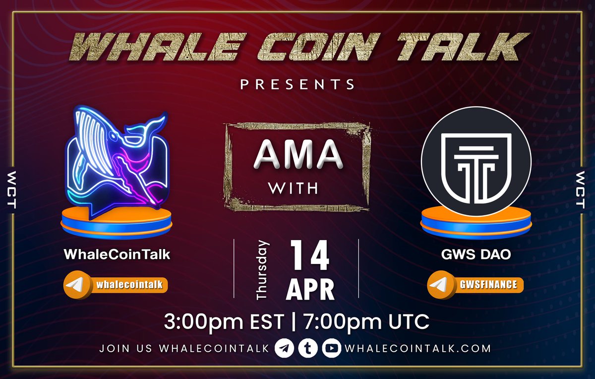 NEW AMA ANNOUNCEMENT📢

🏦Join us for an AMA with @GWS_Finance.

Don’t miss out👀