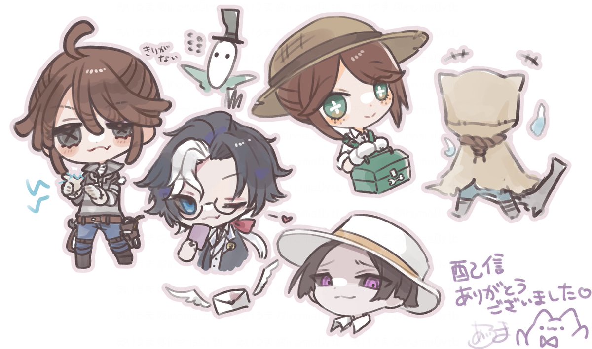 hat shirt multiple boys green eyes white hair brown hair smile  illustration images