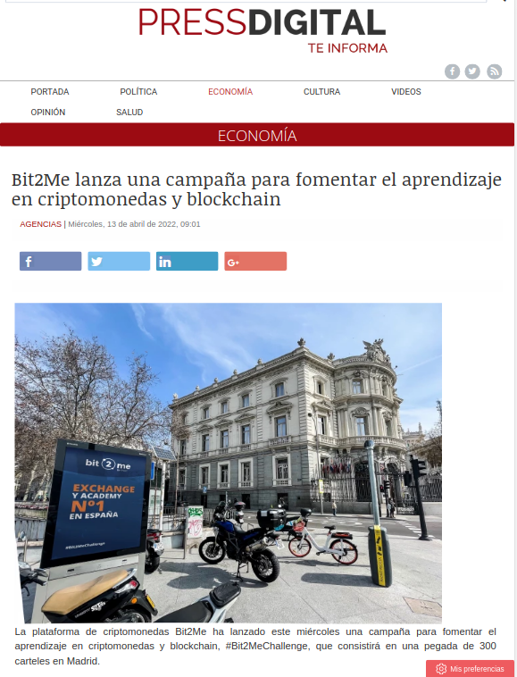 bit2me's tweet photo. Nuestros nuevos carteles están triunfando por Madrid. 💥
Pronto os contaremos más sobre el #Bit2MeChallenge. 😏
¡Estad atentos a nuestras redes! https://t.co/doc6wsTnZy