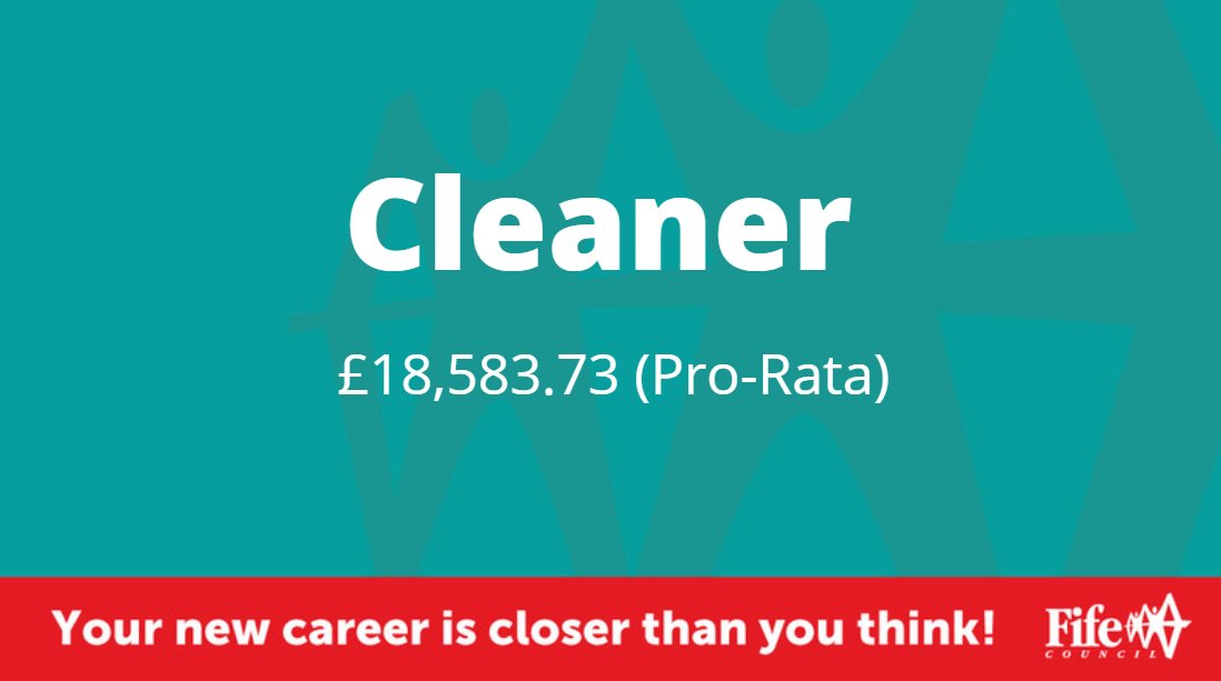 FCJobsOfficial's tweet photo. Why not join one of our many teams of cleaners in Schools within the Cupar area. We have a permanent Cleaner vacancy to join our team at Kettle Primary School, Kingskettle, on a backshift Monday to Friday 4:30pm to 6:30pm, 52-week contract.
Apply via: https://t.co/s6MAWw3lwr https://t.co/wI1KVY5Uqt