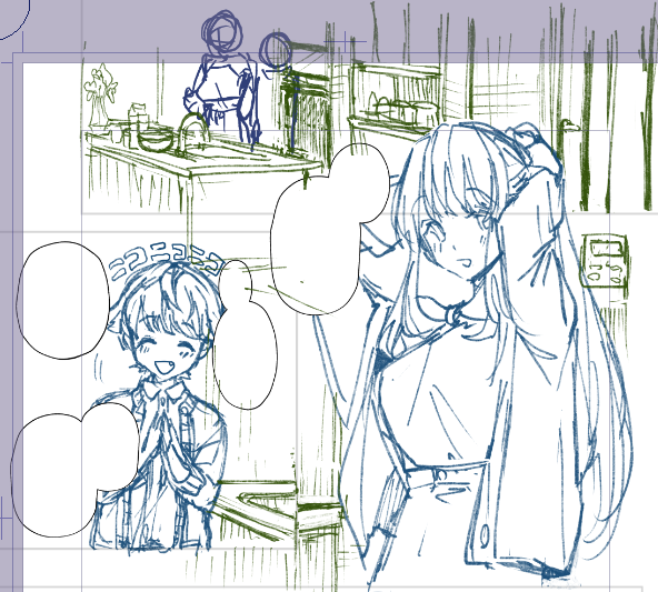 昨日下書き終えたので今日から線画…🖋 