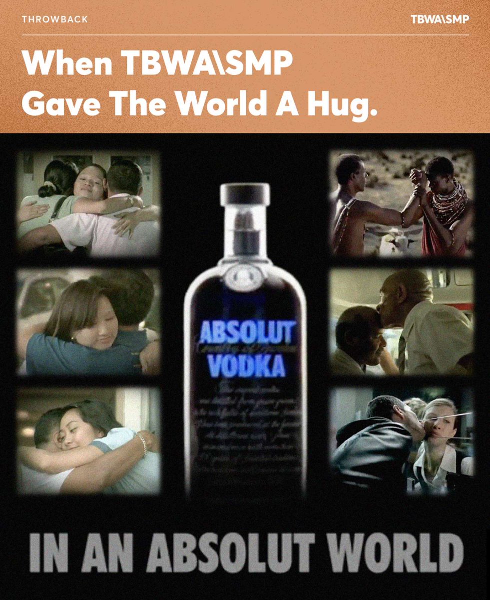 TBWA\SMP left its mark on the "In An Absolut World" universe with this tvc, where hugs are the accepted currency. 

See the original film here: youtu.be/g7AoR_LdCEI
And the remake: youtu.be/iT4xhxnICvg

#tbwathrowback