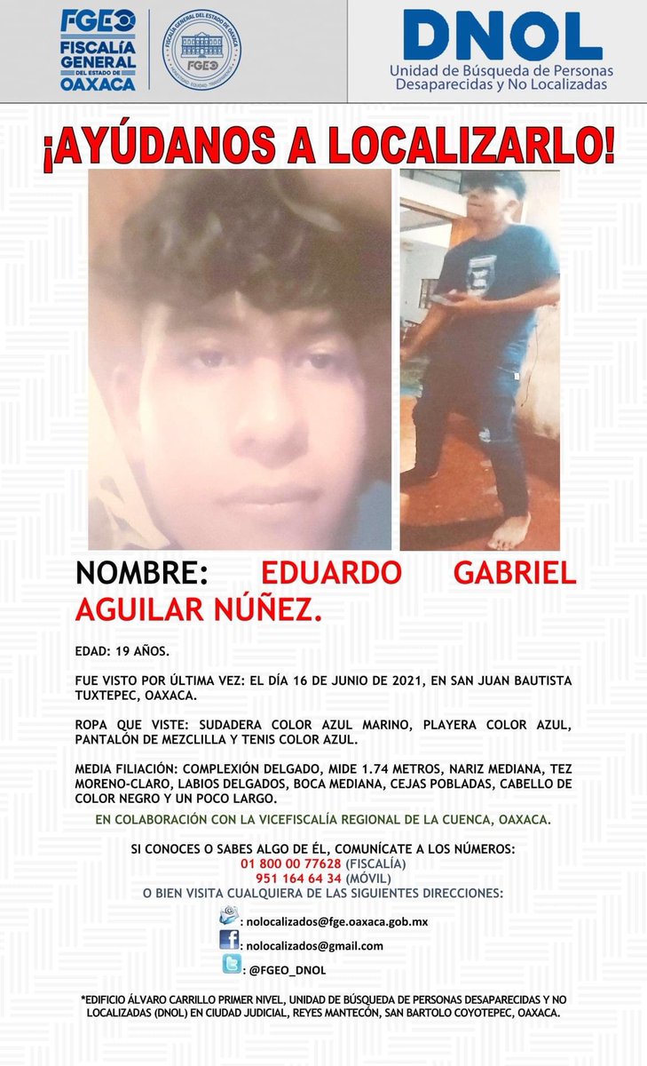 NADIASANABIA's tweet photo. Dos niñas de 15 y 17, una en Oaxaca y otra en Juchitán; un niño de 14 y un chavo de 19, ambos de Tuxtepec. Cuatro casos de decenas de jóvenes desaparecidos en #Oaxaca ¿cómo despertamos de esta pesadilla?… @alejandromurat @PeimbertArturo @SSP_GobOax https://t.co/PRF5Z8afv3
