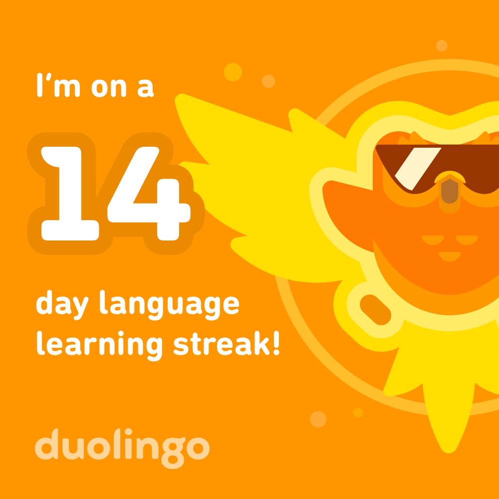 In2itiveSarcaZm's tweet photo. I’m on a 14 day streak learning Spanish on Duolingo! Join me? https://t.co/IfjP941mIX https://t.co/hnE2kAVbZg