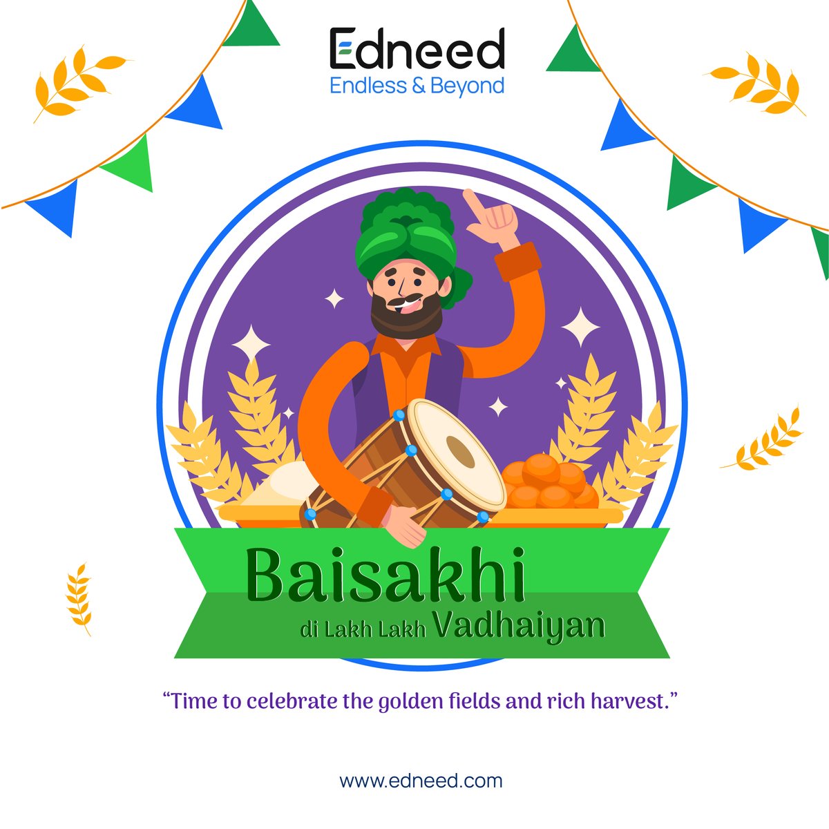 EdneedTech's tweet photo. May divine blessings shower on you and bring new hope, joy and cheer. Edneed wishes you warm greetings and best wishes on this joyous Baisakhi.
.
.
.
.
.
#Edneed #Lms #erpsystem #Baisakhi #Vaisakhi #Punjab #harvest https://t.co/nnTwS2ArIo