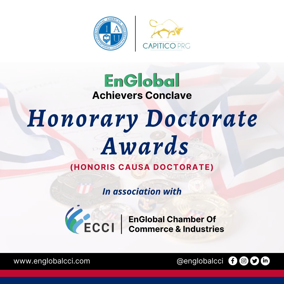 capiticoprg's tweet photo. Honorary Doctorate Awards in association with EnGlobal Chamber Of Commerce &amp; Industries
.
.
Coming soon...
.
.
#doctorate #honorary #awards #education #iau #capiticoprg #california #university #americanuniversity #losangeles #capiticoprg  #EnGlobalcci #ECCI #businessworldwide https://t.co/Ynw3YqGfLy