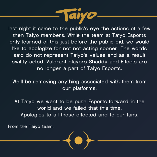 Taiyo Esports tweet media