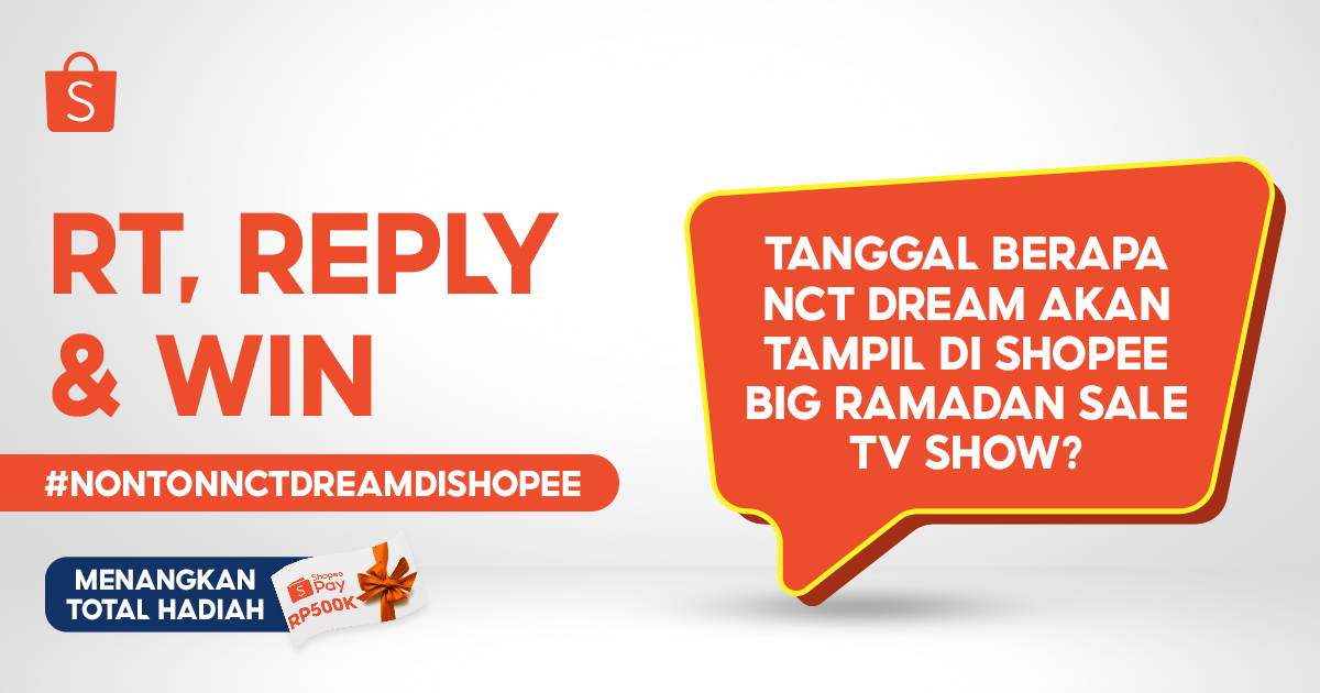 ShopeeID's tweet photo. ✨ MENANGKAN SHOPEEPAY 500K ✨

- Wajib FOLLOW @SHOPEEID
- RT &amp; LIKE tweet ini
- REPLY jawaban kamu pakai #NCTzenSiapSiap #NontonNCTDREAMdiShopee https://t.co/JWOB9fYlu4