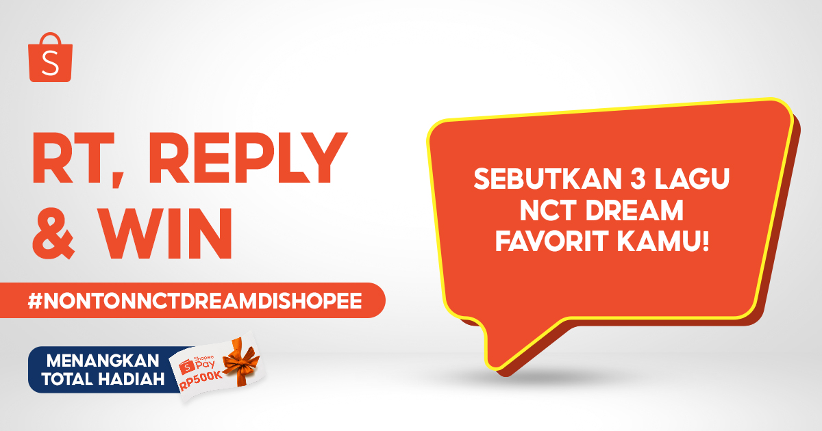 ShopeeID's tweet photo. ✨ MENANGKAN SHOPEEPAY 500K ✨

- Wajib FOLLOW @SHOPEEID
- RT &amp; LIKE tweet ini
- REPLY jawaban kamu pakai #NCTzenSiapSiap #NontonNCTDREAMdiShopee https://t.co/Ob7eEAIaq5