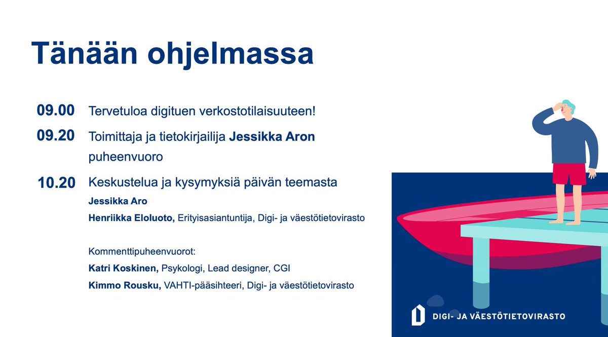 kimmorousku's tweet photo. Jos et pääse kuuntelemaan tänään meidän @DVVfi #digituki seminaaria, voit katsella sitä aikanaan tallenteelta.

Upea aamu edessä nyt entistä tärkeämmän #informaatiovaikuttaminen #valeuutiset ääressä -  @JessikkaAro @minnapii @eloluoto Katri Koskinen 

#digitaidot #medialukutaito https://t.co/kjzBVu3T92
