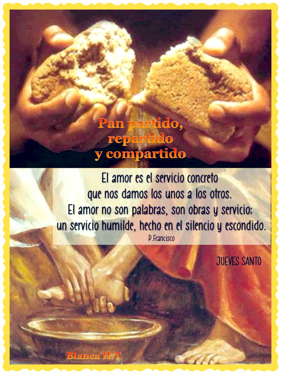 BlancaRosaGS's tweet photo. La #medida de la #Fe es la #Caridad.
#JuevesSanto: Un #milagro de #Amor
#Pan #partido, #repartido y #compartido
#Entrega #Servicio #Amorincondicional
#TriduoPascual https://t.co/k3YeU8psTA