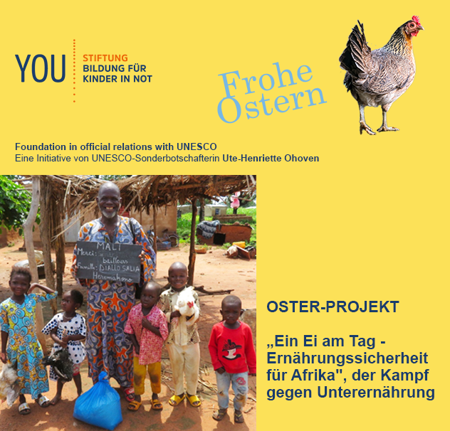 Nicht nur an Ostern möchten wir die Ernährungssicherheit in Afrika nachhaltig voranbringen.Bitte unterstützen Sie die Ernährungssicherung für Burkina Faso/Mali!
Spendenkonto YOU Stiftung:
👉 paypal.me/YOUStiftung

#itsaboutYOU #gemeinsamfürdieguteSache