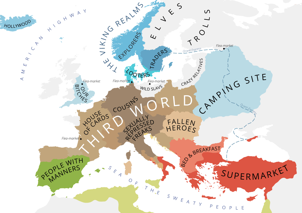 weird_hist's tweet photo. Europe according to the Vikings (via map of prejudice). https://t.co/FDx59wbGlS