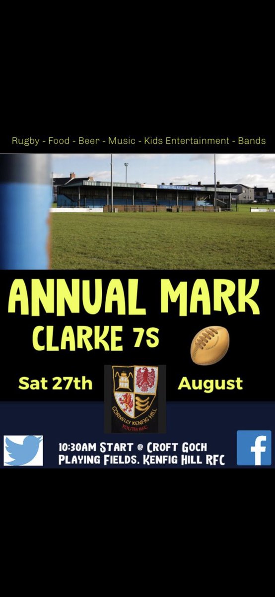 After a 3 year break up ur annual youth 7s tournament is back. With 6 teams already confirmed get in touch to book a place.