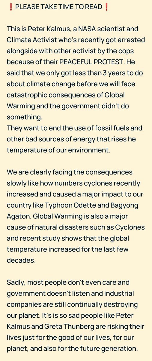ggukkdoIIs's tweet photo. Don't ignore‼️ please do spread awareness of the current issues that the earth has been facing right now. scientists got ARR.3ST3d for protesting about climate and that we only have 4-5 years to fix it.

#ScientistRebellion #LETTHEEARTHBREATH #ScientistRebellion https://t.co/4JAK49TWxG