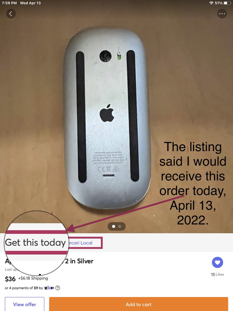 bookdesign's tweet photo. @mercari_app Ordered Mercari Local with the GET THIS TODAY WITH MERCARI LOCAL prominently displayed at the very top. Well, that day ended 90 min ago. Mercari Support has not responded Is this service not reliable like Amazon? https://t.co/9CmLMJbDa9