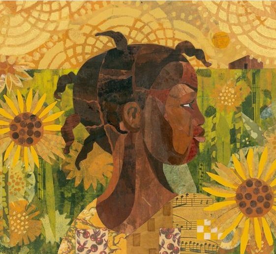 womensart1's tweet photo. Sunflower, 2014 by contemporary US artist Ekua Holmes #WomensArt https://t.co/MvOd8uyq2Y