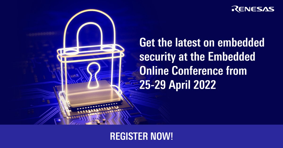 RenesasGlobal's tweet image. Join us from 25-29 April 2022 at #EmbeddedOnlineConference #EOC22 for the latest and greatest in embedded security and theatre talk "Trustzone-M and beyond, with Renesas RA MCUs and tools". Use this promo code for a discount RENESASEOC –
ow.ly/E4Cf50IHiv0