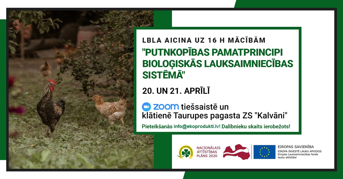 BioLogiski's tweet photo. @EKOprodukts aicina uz mācībām Taurupē “Putnkopības pamatprincipi bioloģiskās lauksaimniecības sistēmā”. Plašāka info: https://t.co/oTSiGvYyCt https://t.co/fVnL6kc0uS