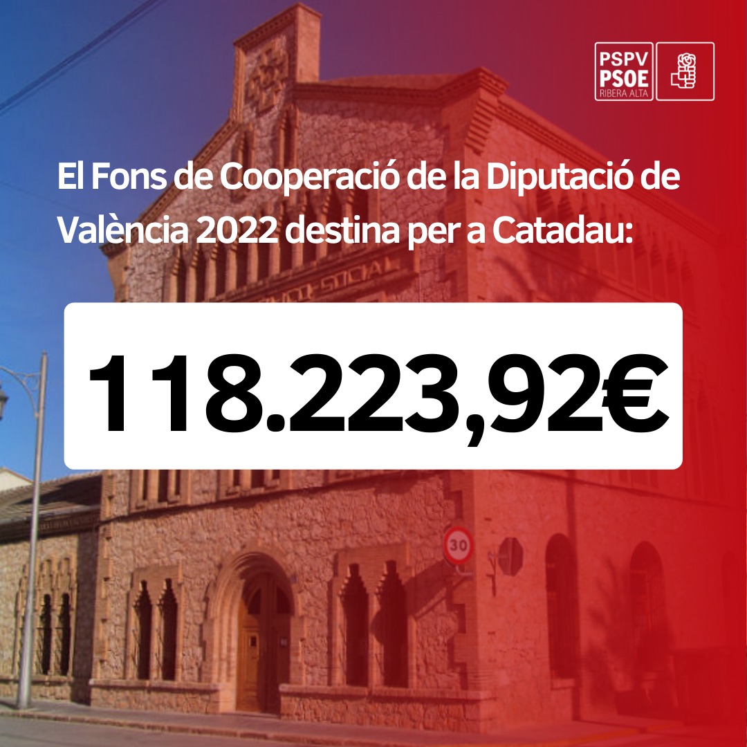 Casimerche's tweet photo. 118.223,92 Euros dels Fons de Cooperación de la Diputació de València 2022 destina per a Catadau 🌹 https://t.co/1YcH7ib2QA