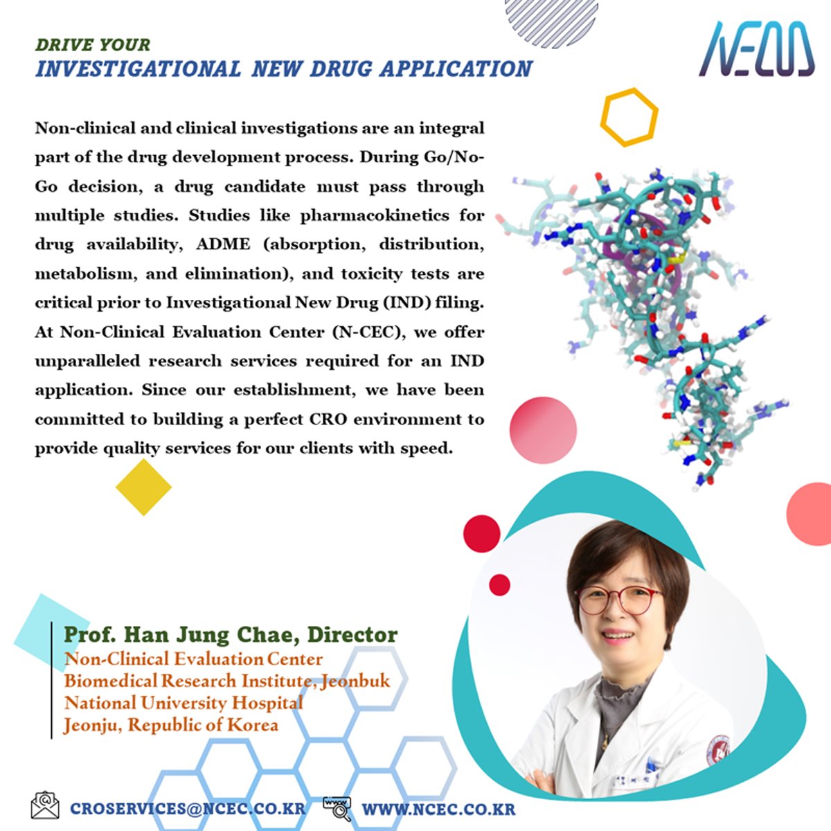 NCEC99849726's tweet image. DRIVE YOUR INVESTIGATIONAL NEW DRUG APPLICATION WITH NCEC 
Studies like pharmacokinetics for drug availability, ADME, and toxicity tests are critical prior to Investigational New Drug (IND) filing. 

#INDfiling #Preclinicalstidies #pharmacokinetics #ADME