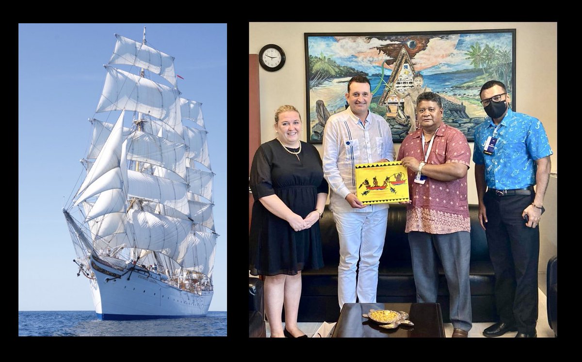 🇳🇴 and 🇵🇼 have agreed to send 3 Palauan students on a leg of the One Ocean Expedition, from Palau to Yokohama in Aug on the Statsraad Lehmkuhl  - a floating university and training vessel. Great meeting with 🇵🇼 Foreign Sec Gustav Aitaro
 @OurOceanPalau @Surangeljr