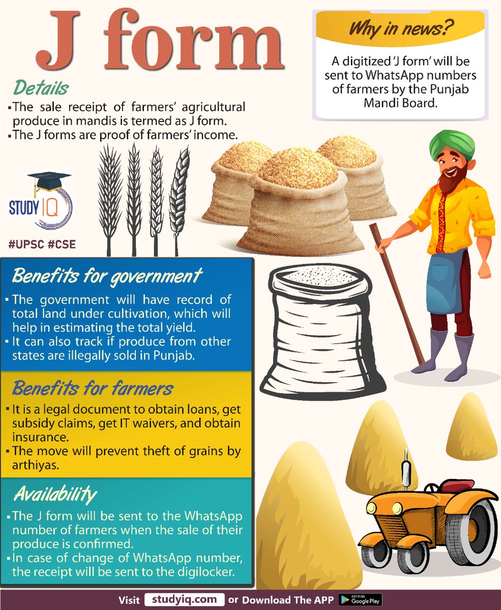 upsciq's tweet photo. #J #Form
#jform #punjabmandiboard #proofoffarmerincome #farmerincome #upsc #cse #whyinnews #digilocker #whatsupnumner #punjab #agriculturalproduce https://t.co/LHz75PPVuu