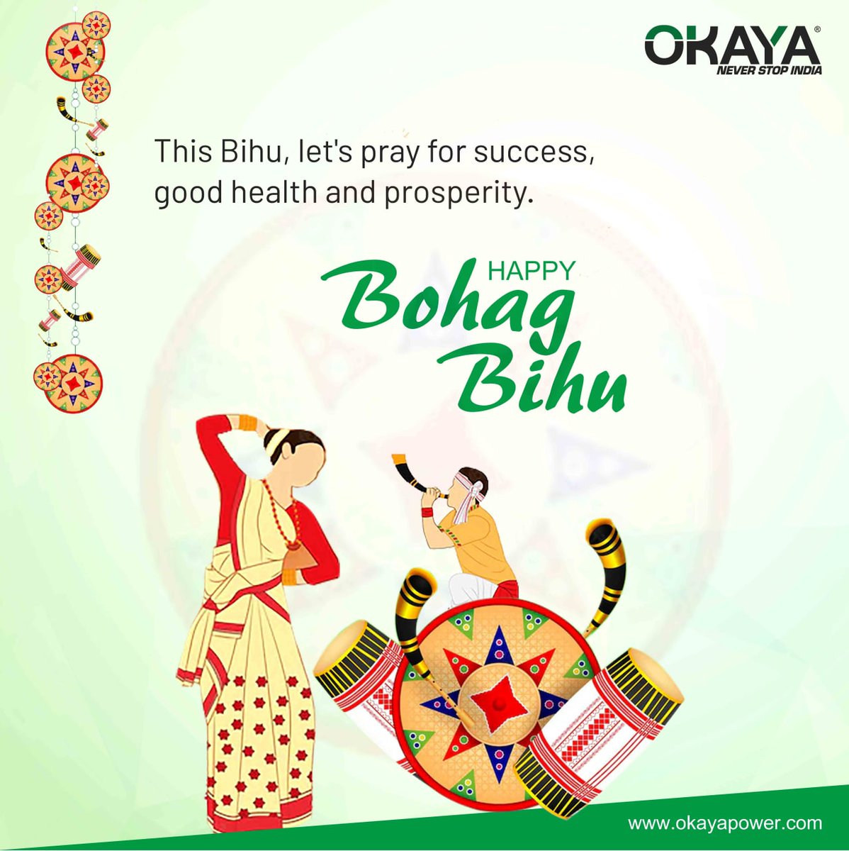 OkayaPowerGroup's tweet photo. May the festival of Bohag Bihu fill your life with lots of positivity, happiness and prosperity.
#HappyBohagBihu #Okaya #NeverStopIndia #BestBattery #InverterBattery #PowerHouse #SPGS #SMF #ErickshawBattery https://t.co/rttSGUKkum