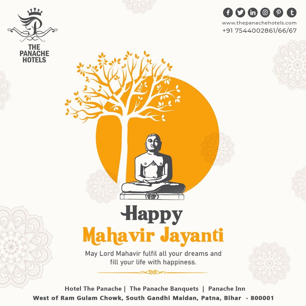 Hotelthepanache's tweet photo. "Happy Mahavir Jayanti"
May lord Mahavir fulfil at your dreams and fill your life with happiness.
#HappyMahavirJayanti #MahavirJayanti #jainism #jain #jaintemple #Mahavir #thehotelpanache #PanacheInn #panachebanquets #panache2022 #Patna #Bihta #Bihar https://t.co/2R7HUqnDH6