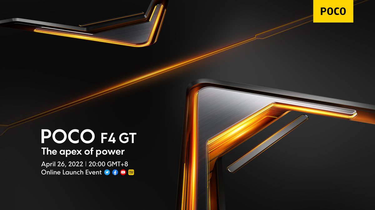 POCOGlobal's tweet image. The biggest POCO launch of 2022 is coming! 

Bringing you #TheapexofPOWER, and more!

Stay tuned for #POCOF4GT global launch event on April 26th at 20:00 GMT+8!