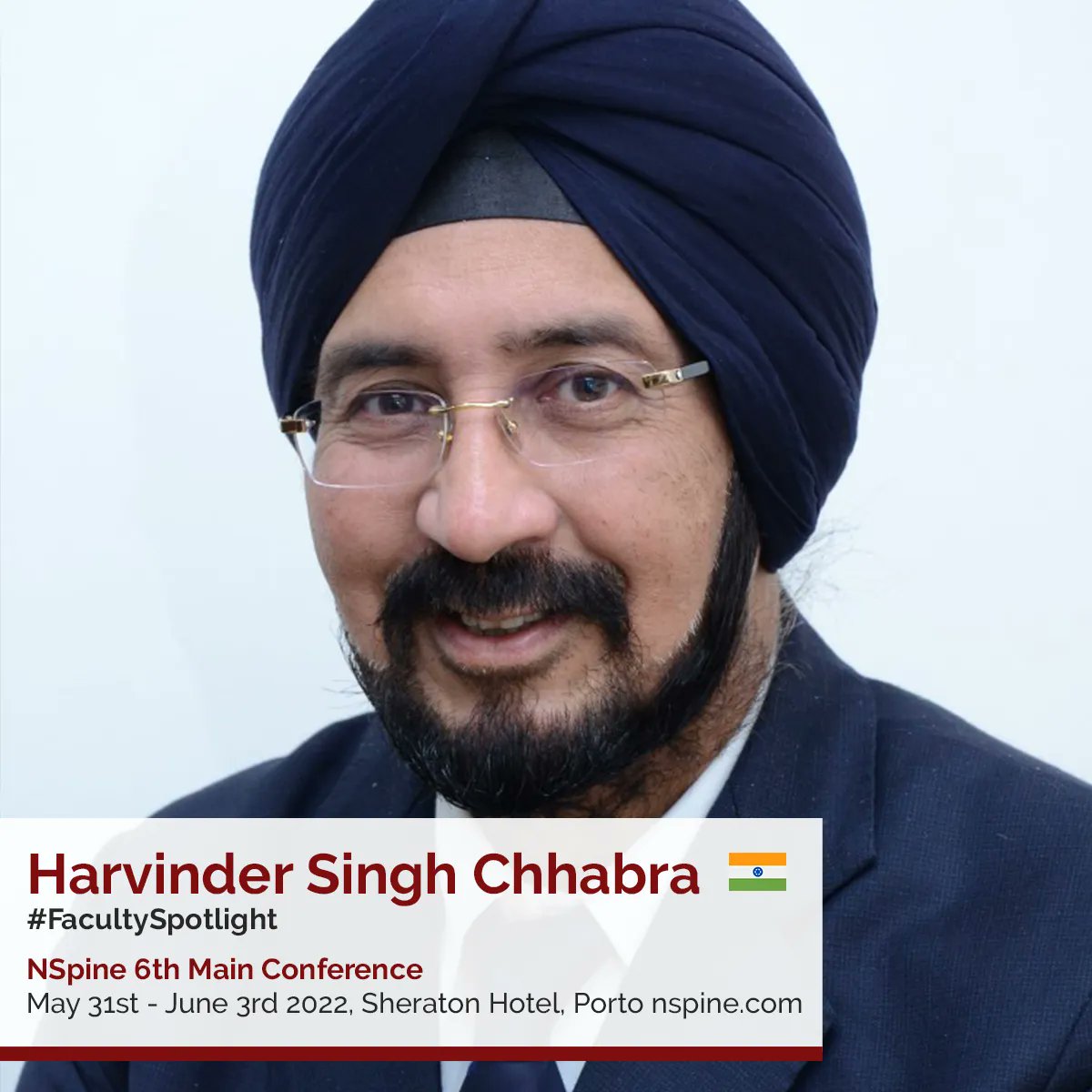 This week, we shine our NSpine Faculty Spotlight on Dr. Harvinder Singh Chhabra, faculty at:
• NSpine Major Conference May 31st - June 3rd 2022, Porto, Portugal

Registration is open for the 6th NSpine Conference: buff.ly/3D4CUjV