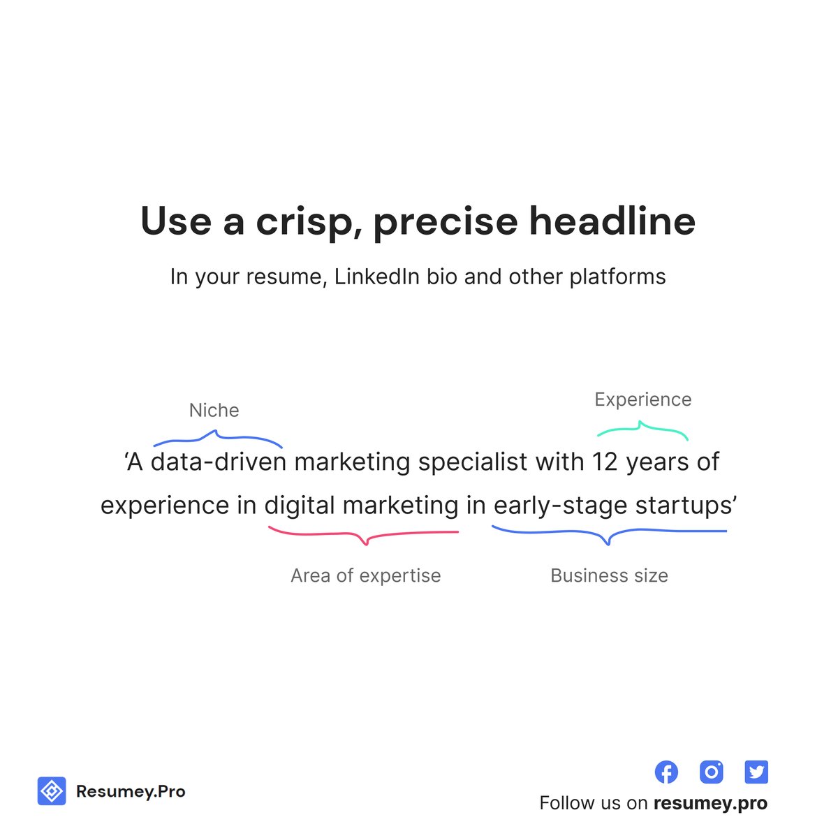 A good professional headline signals to your network about your background and areas of interest. 

Without knowing what you do, it would be difficult for your peers to remember you when they come across a new job opportunity that may be relevant to you.

#resume #JobSearch