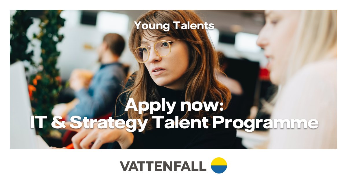 traineeguiden's tweet photo. @Vattenfallgroup letar efter sina nya talanger som kan hjälpa dem att skapa ett fossilfritt liv! Har du de färdigheter som krävs för att forma framtiden? Sök in till IT &amp; Strategy talent programme idag: https://t.co/viE1CcGoIM #talang #karriär #ingenjör #IT #systemvetenskap https://t.co/t40aDErKhU
