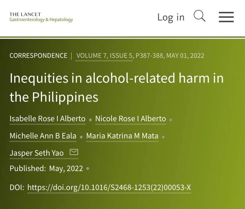 IRIAlberto's tweet photo. Our latest in @LancetGastroHep on #inequities in alcohol-related harm 

Sharing perspectives from the #Philippines 🇵🇭with 
@nrialberto @MichelleEalaMD @sethyao
 @UPManilaOnline
 
https://t.co/EAm8j3IsjW https://t.co/m5TzDfOnnw