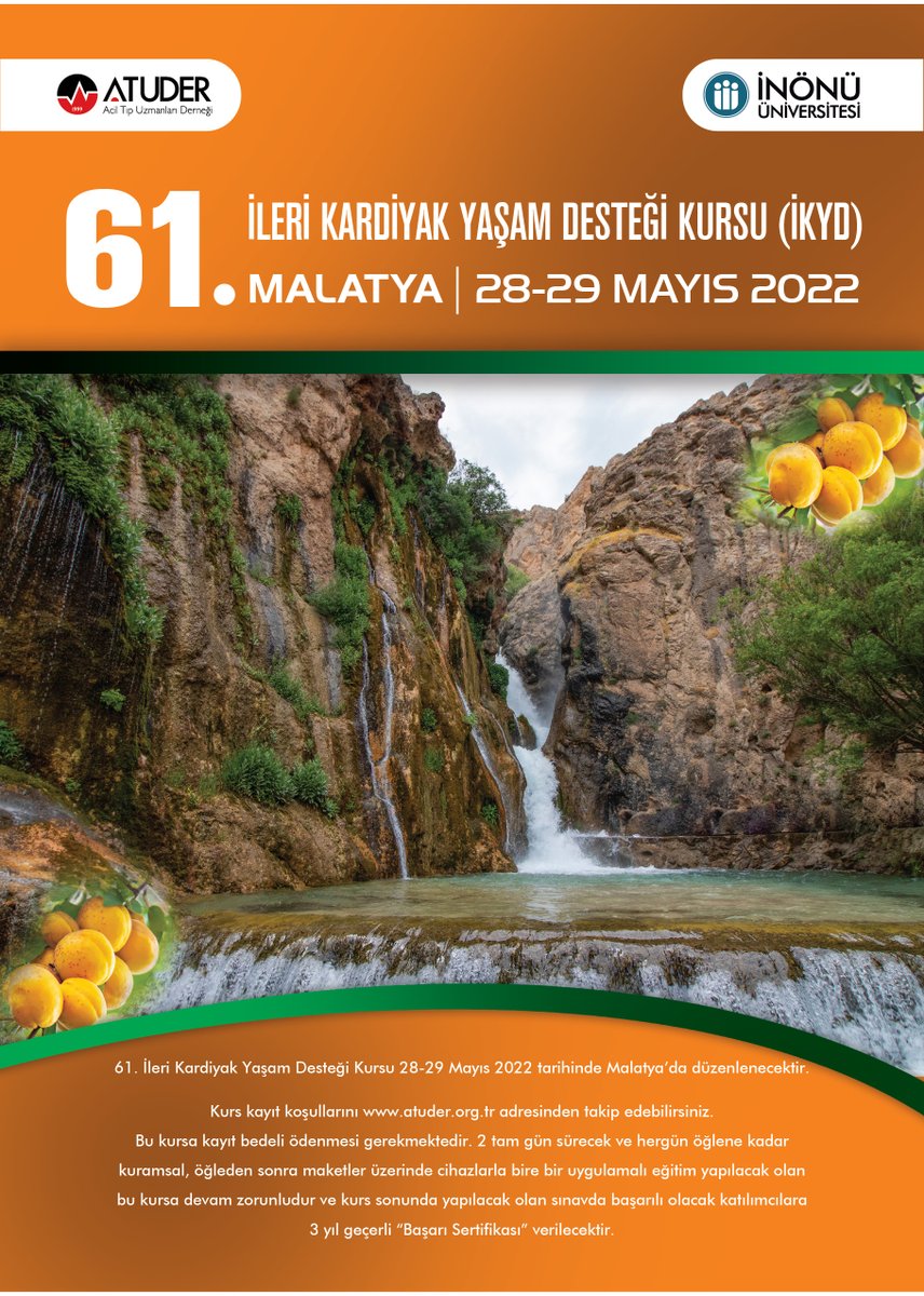 atuder.org.tr/etkinlikler/82…
Acil Tıp Uzmanları Derneği (ATUDER) 'in 61. İleri Kardiyak Yaşam Desteği Kursu ( CPR- ACLS), 28 Mayıs 2022 Cumartesi - 29 Mayıs 2022 Pazar  tarihinde Malatya'da  yapılacaktır.<a href="/semos20/">sema ayten</a> <a href="/sukru_gurbuz/">Şükrü Gürbüz</a> <a href="/AcilTV1/">AcilTV</a> @Dr__Sedatozbay <a href="/behcetalmd/">Behçet Al</a> <a href="/ErdenErolUnluer/">voice of ultrasound</a>
