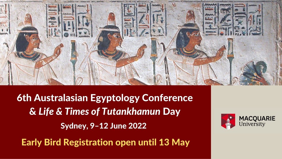 Dr Karin Sowada (@ks_archaeology) on Twitter photo Early bird registrations are now open for the 6th Australasian #Egyptology Conference #AEC6 in-person and on-line!
Abstracts will upload shortly
Go to mq.edu.au/research/resea…
<a href="/mq_dha/">Macquarie University History and Archaeology</a> <a href="/Macquarie_Uni/">Macquarie University</a> Early bird registrations are now open for the 6th Australasian #Egyptology Conference #AEC6 in-person and on-line!
Abstracts will upload shortly
Go to mq.edu.au/research/resea…
<a href="/mq_dha/">Macquarie University History and Archaeology</a> <a href="/Macquarie_Uni/">Macquarie University</a>