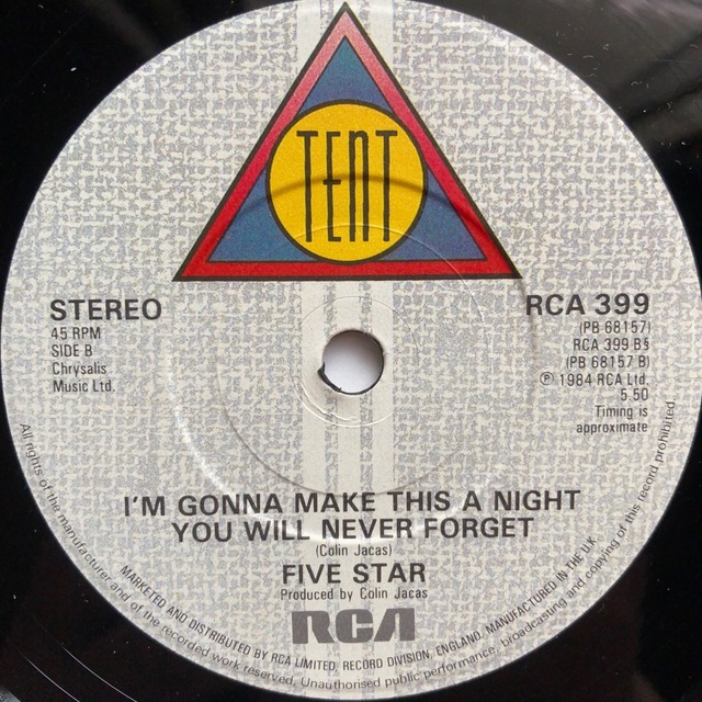 Released this month April 1983, Al Marshall - I'm Gonna Make This A Night That You Will Never Forget, the 2nd single to be released on Tent Records, Cat No. TENT T2
The instrumental version of this track was used as the b-side to <a href="/5starofficial/">Five Star Official</a> single Hide And Seek