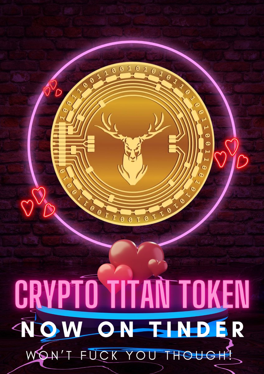 matt_winley's tweet photo. #TITN @OfficialTitn now on Tinder! 
#lovetoken #altcoin #norugpull #wontgetfucked #makeswiveshappy #getsmoist #getshard #getsome https://t.co/LL6dcL1mzV