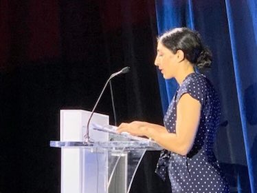 CanadainAU's tweet photo. Rose LaBrèche @FishOceansCAN making Canada’s pledge to deliver four initiatives under the $100 million Marine Litter Mitigation Fund in support of the Ocean Plastics Charter. #OurOceanPalau @OurOceanPalau https://t.co/gfuHyQDbzL