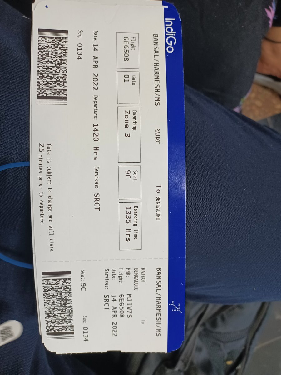 vikr2773's tweet photo. @AAI_Official 
Now we have two connecting flights one from rajkot to bengluru and then after 4 hours from approx 9pm to 11pm from bengluru to indore..kindly provide some solution.these r sme bording passes https://t.co/KnErTxZhvQ
