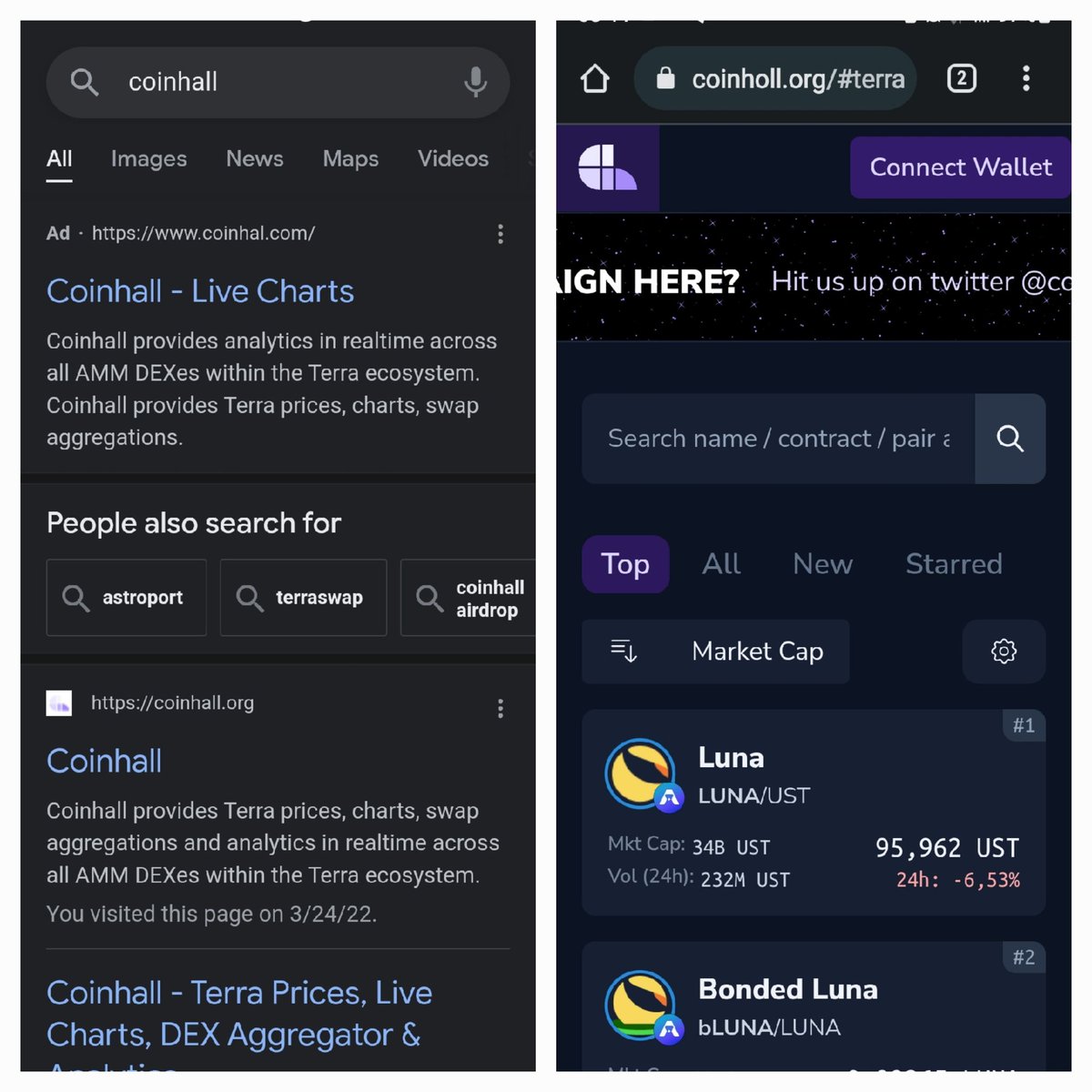 cy_coleman's tweet photo. 🚨SCAM ALERT🚨
Be vigilant guys this is NOT the https://t.co/UnxhXEMFsf site here below these are scam sites. If you connect your wallet ALL of your crypto will be gone.
BEWARE OF FAKE SITES 
$UST $LUNA https://t.co/m8qBrUE8dj