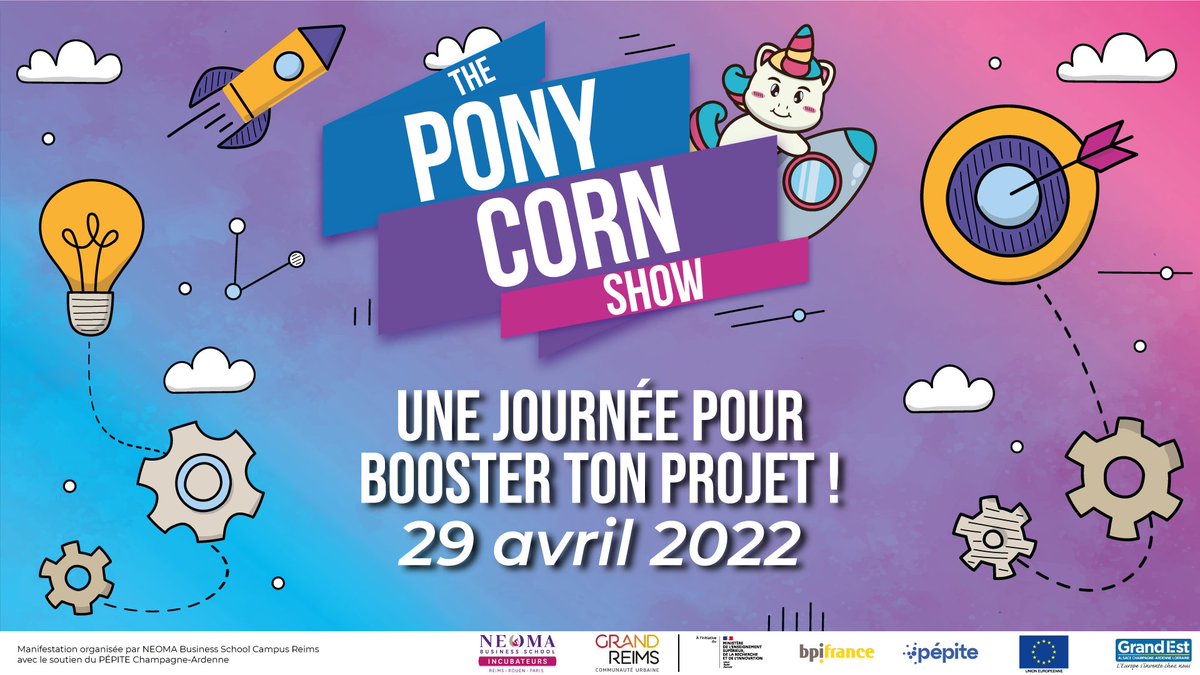 #event #Entrepreneurship Envie de te mettre dans la peau d'un entrepreneur le temps d'une journée? Participe au PonyCorn Show à #Reims le 29 avril à <a href="/NEOMAbs/">NEOMA Business School</a> 👉bit.ly/3Edwtf0 #catchthewave #startup #fun