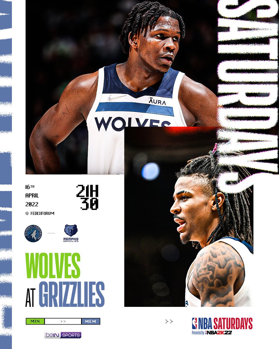 NBAFRANCE's tweet photo. GAMEDAY 🔥
@Timberwolves #RaiseByWolves
🆚
@Grizzlies #GrindCity
Match 1️⃣, ce soir à partir de 21H30 sur beIN SPORTS !!
#NBASaturdays ⎜ #NBAPlayoffs https://t.co/0XxjS6LSNP