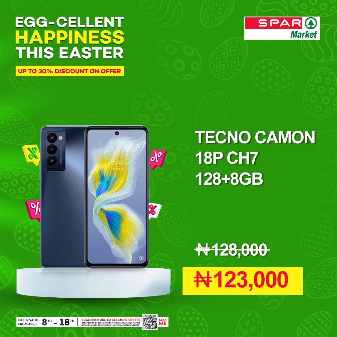 SPARNigeria's tweet photo. The SPAR EASTER SALE IS ON! 🐣
Get the best offers on Mobile phones and many more with SPAR this season.
You don't want to miss out on this amazing shopping experience.
OFFER VALID TILL APRIL 18th.
More offers are available in store.
#SPAREasterSales https://t.co/s9Jg5lWSGa