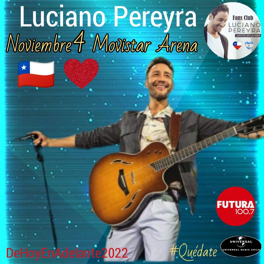Que este jueves se sigan escuchando los éxitos de <a href="/LucianoPereyra/">Luciano Pereyra</a> en <a href="/futurafmoficial/">Radio Futura</a> lindo día <a href="/Juntosenlavida/">Fc OficialJuntos en la Vida 🇨🇱♥️ 🇦🇷</a> 🇨🇱❤️🇦🇷 <a href="/LucianoPereyra/">Luciano Pereyra</a> <a href="/UMusicChile/">Universal Music Chile</a> <a href="/UMArgentina/">Universal Music Argentina</a>