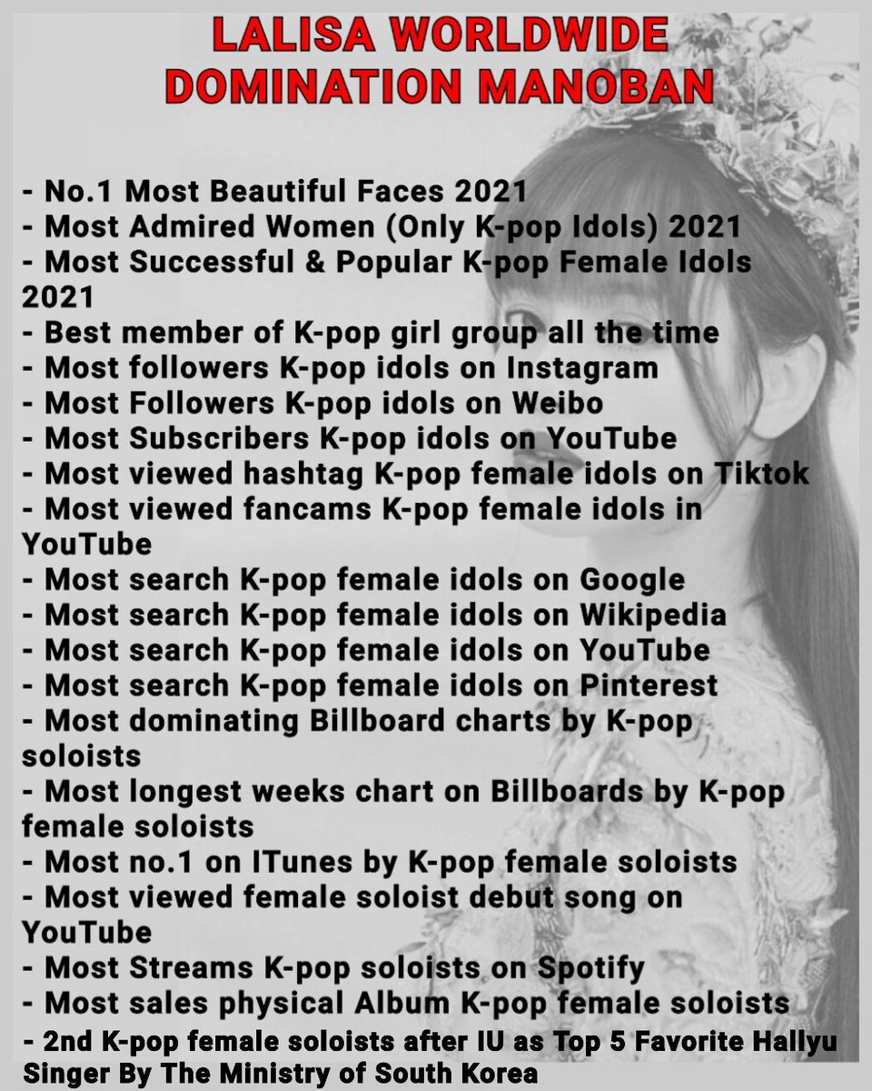 KingsQueen9727's tweet photo. LISA SOLO RECORDS, ACHIEVEMENT AND HISTORY IN BILLBOARDS, SPOTIFY, YOUTUBE, ITUNES, SALES AND OTHER WORLDWIDE CHART SINCE FIRST MONTH AND NEW UPDATE! SWIPE TO SEE BELOW ⬇️ https://t.co/uW9XqS2zXx
