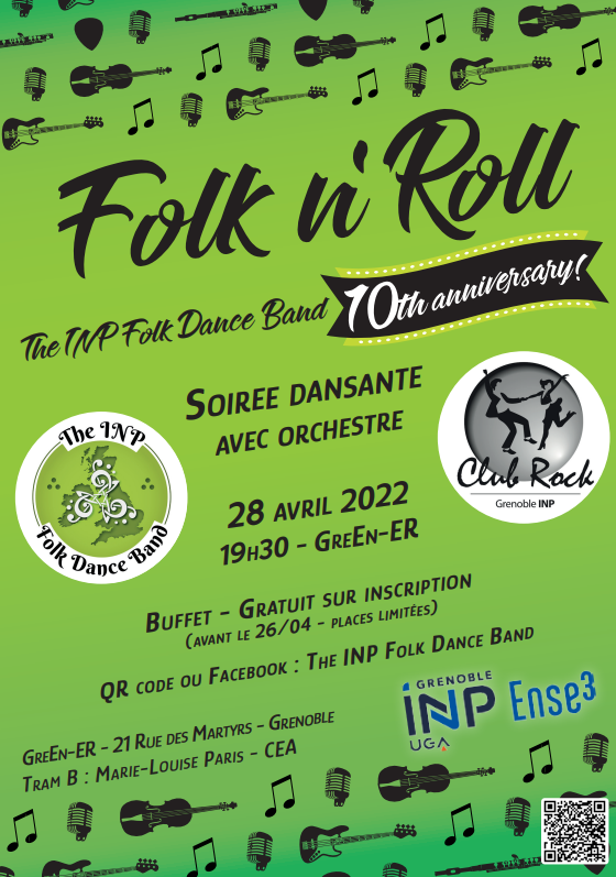 Ense3's tweet photo. 🥳 The INP Folk Dance Band vous invite à sa soirée Folk n'Roll pour son 10ème anniversaire ! 🎉

Cette soirée dansante est ouverte à tous·tes les étudiant·e·s et personnels des campus grenoblois !

📍GreEn-ER, jeudi 28 avril à 19h30.

Inscription 👇

https://t.co/Vm6iL8qCJq https://t.co/5DJcgsyLOx