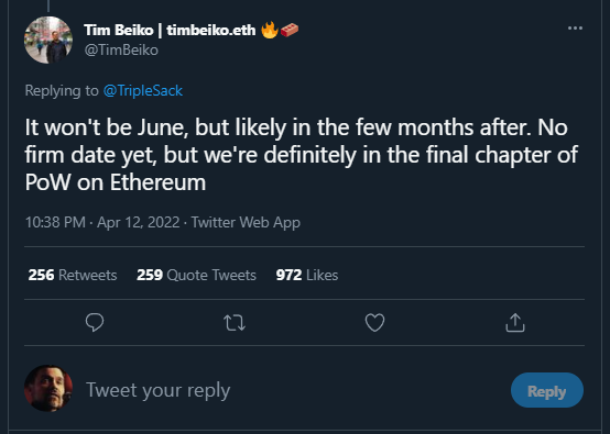 #Ethereum is trying to change from proof of work to proof of stake. It will not reduce the gas fees. It is delayed till at least the few months after June, says a core developer. PulseChain.com is the world's largest free airdrop to all $ETH and ERC20 holders! Soon!